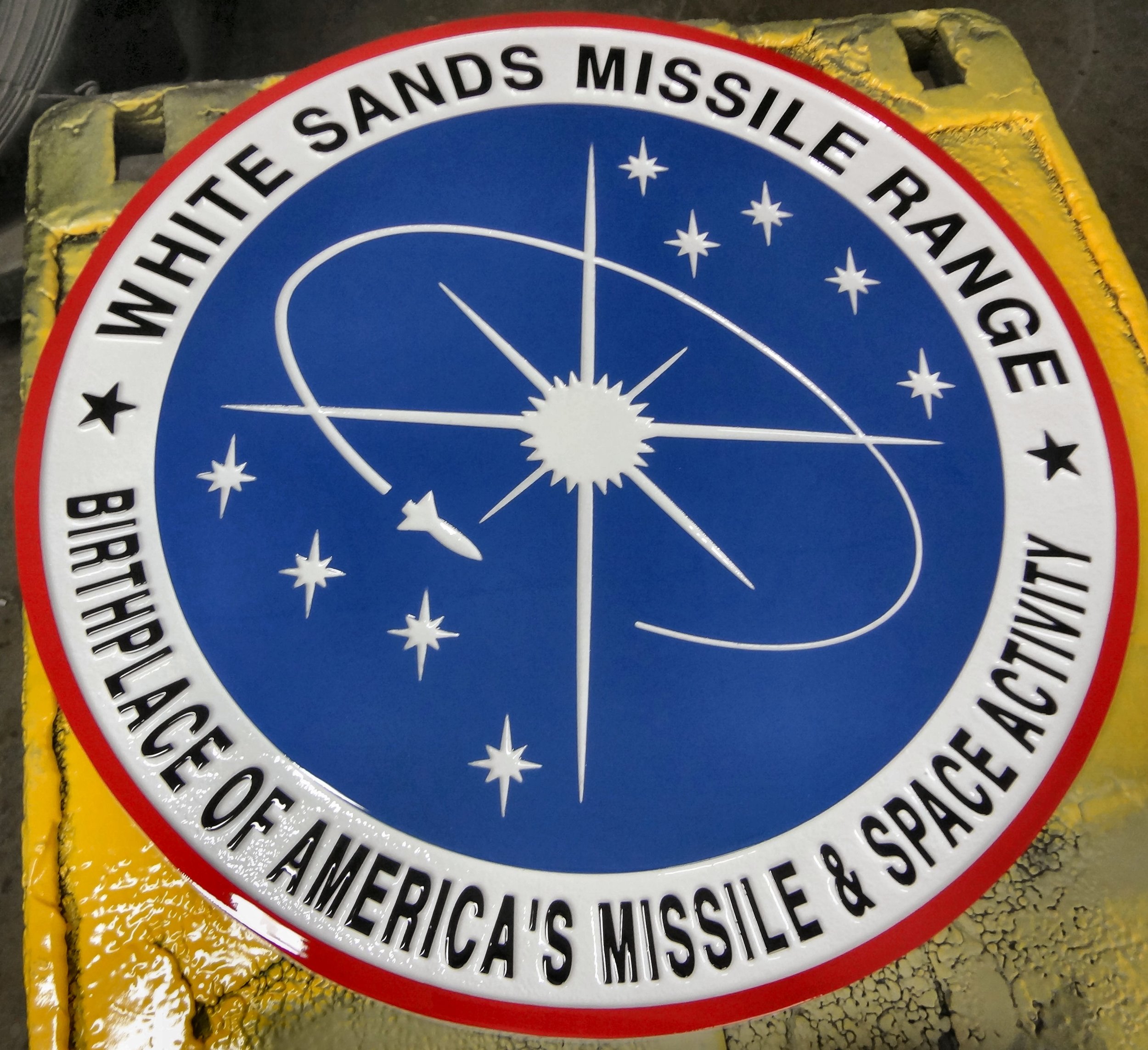 r-military-plaque-3d-sculpted-aluminum-missle-range 3d sculpted aluminum military plaque missle range and space action